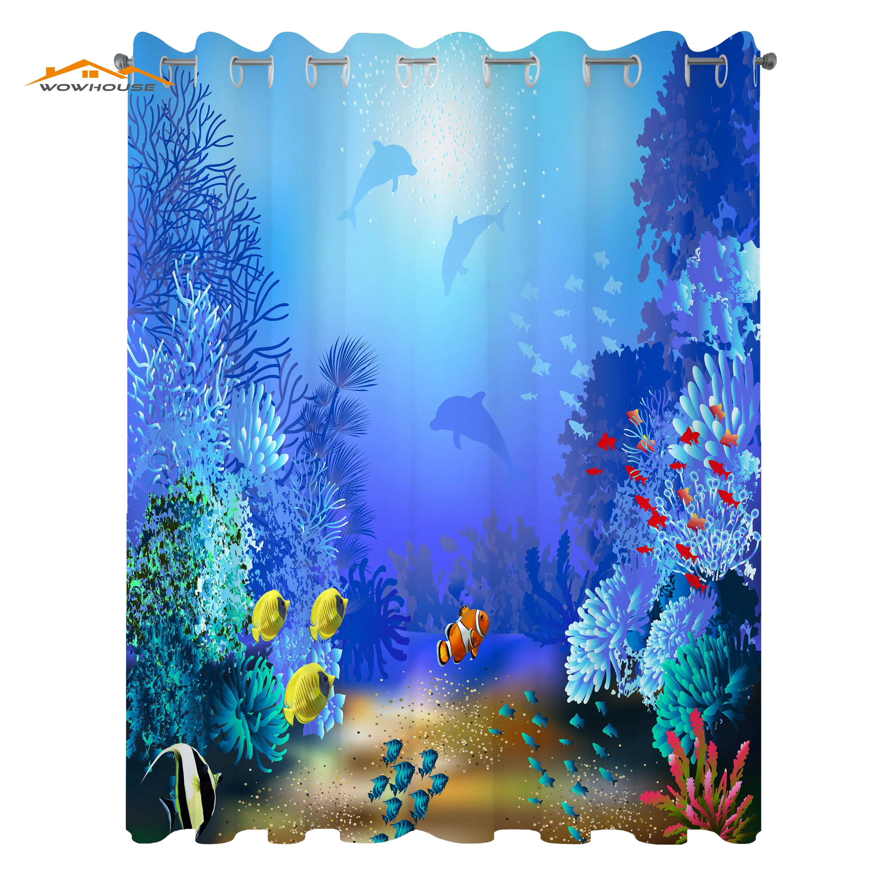 Underwater Window Curtains Underwater Coral Reef Polyps Algae Dolphins
