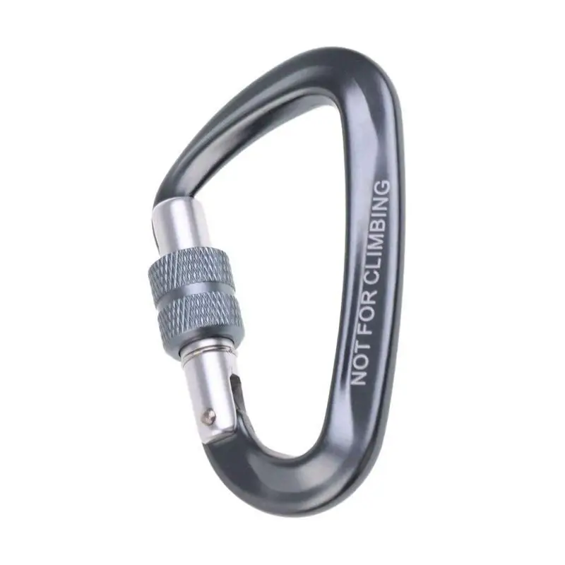 Hot HG-12KN Screw carabiner Aluminum alloy D-shape Hook Loop Lock for Mountaineering Climbing Hammock Bag- Gun Gray, One size