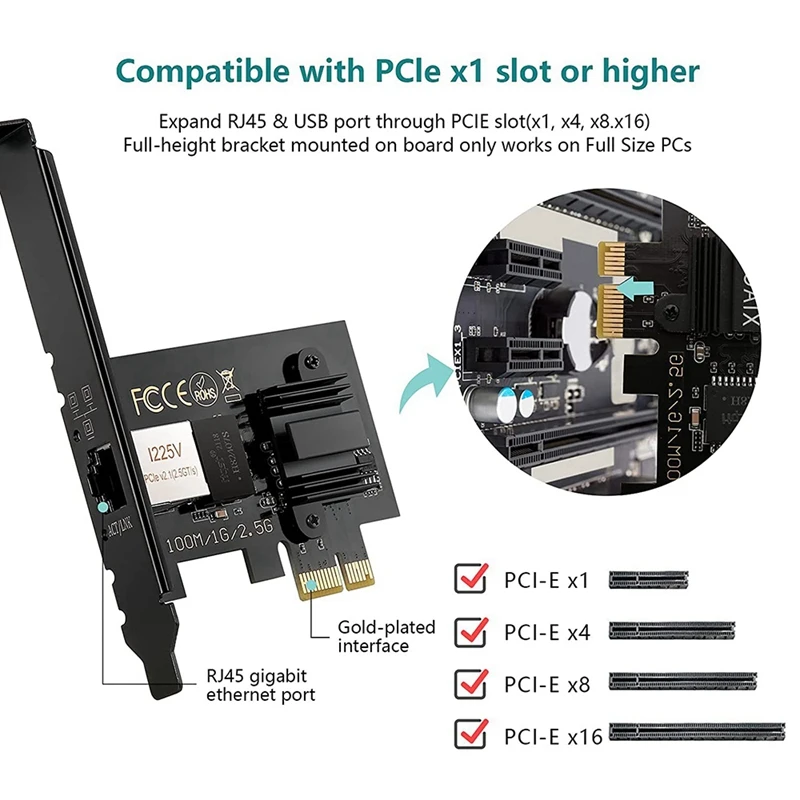 2.5GBase-T PCIe Mạng I225V 2.5G/1G/100Mbps PCI Express Gigabit Ethernet thẻ RJ45 LAN Bộ Chuyển Đổi wifi adapter for pc