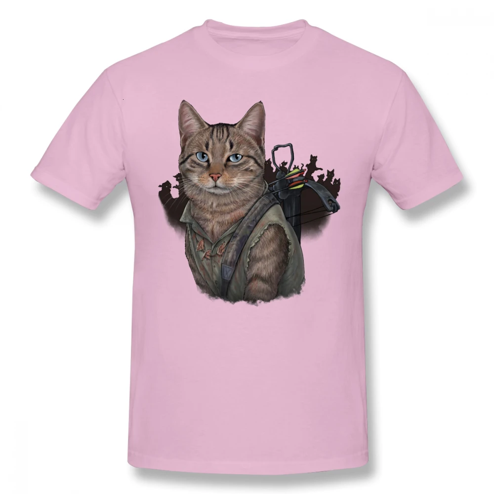Pink one yona Daryl Dixon T Shirt Daryl Dixon Cat T-Shirt Plus size Cute Tee Shirt 100 Cotton Printed Summer Man Short Sleeves Tshirt - Цвет: Pink