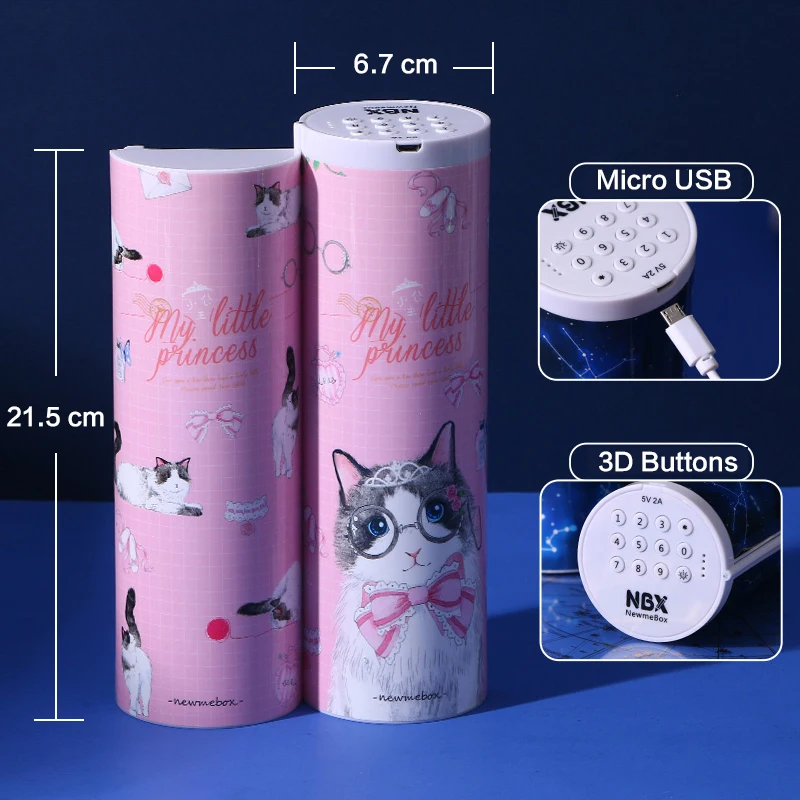 The princess the cat NBX Умный Замок Пароль Блестящий Карандаш Чехол многофункциональный пенал для школьника пластиковый прозрачный Метеор падающая звезда - Цвет: The princess the cat