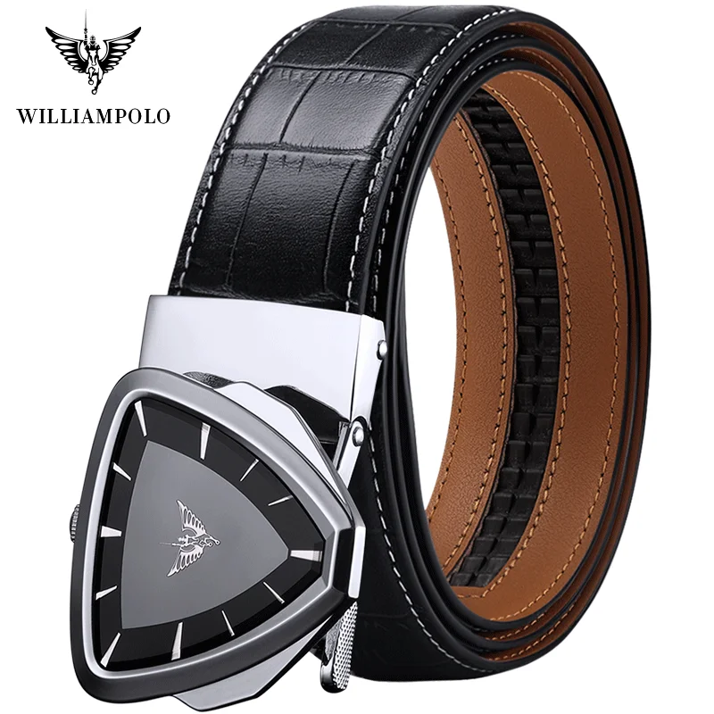 Ремень WilliamPolo мужской из натуральной кожи брендовый Роскошный пояс с