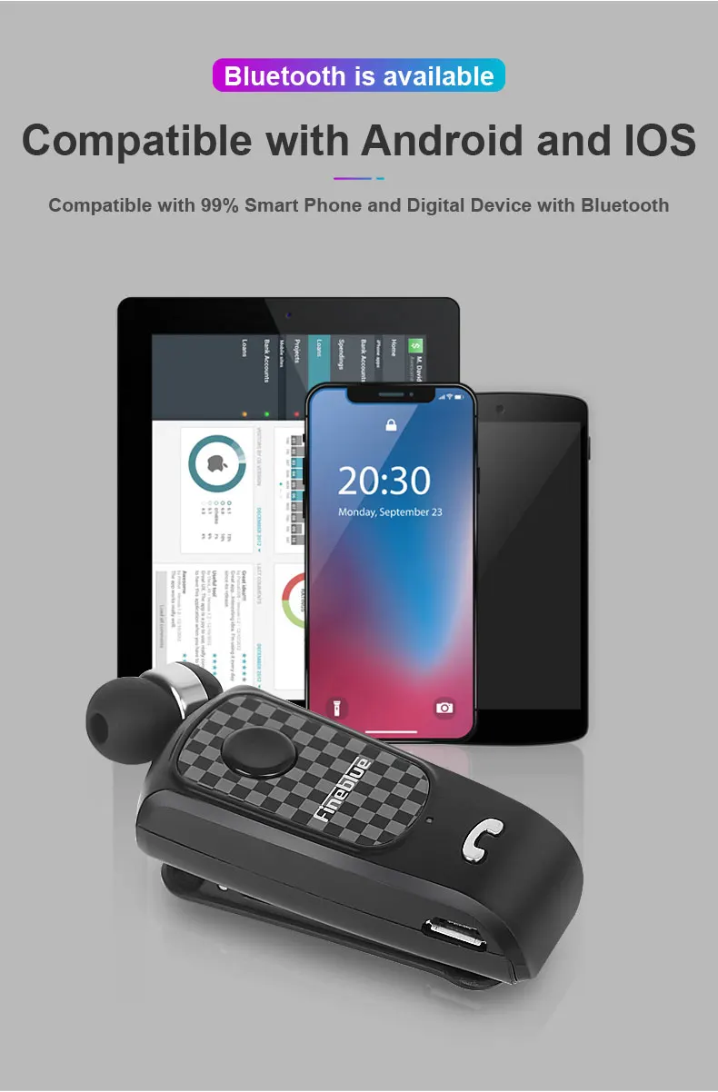 100 шт., Fineblue F Plus, Bluetooth, беспроводные наушники, звонки, напоминают вибрацию, износ, гарнитура, наушники, через DHL