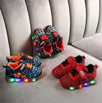 

Kids Light Up Shoes Spiderman Led Casual Shoes Toddler Infant For Children Boy&Girl Luminous Sneakers Glowing