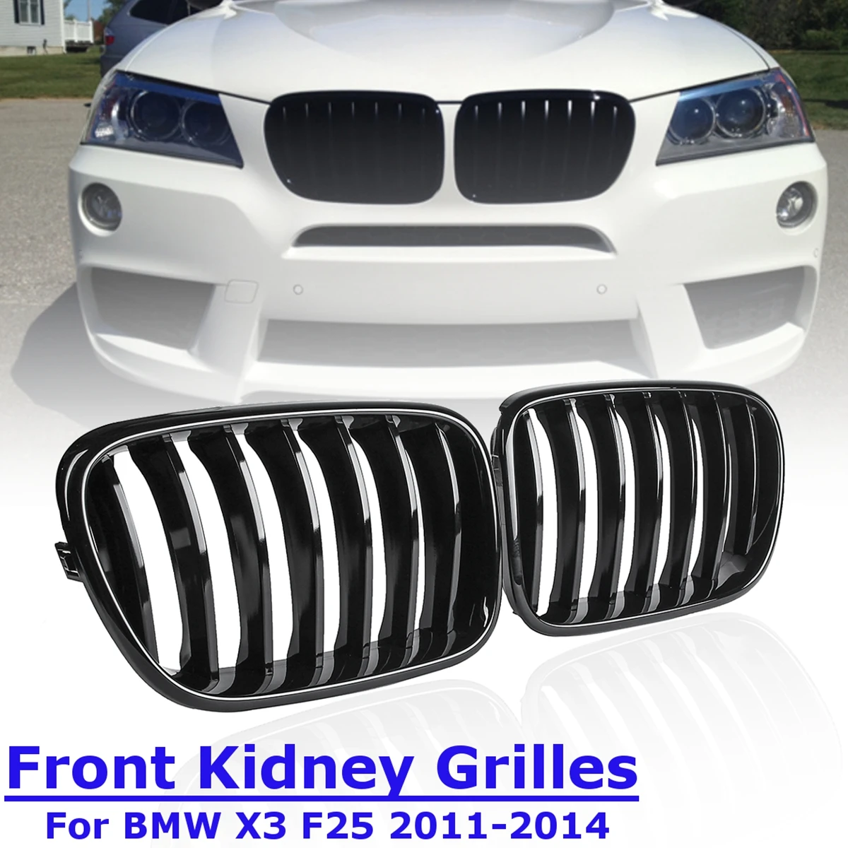 

Car accessories Replacement Front Kidney Grill Grille Gloss Black Racing Grills Single line for BMW X3 series F25 2011 2012 2013