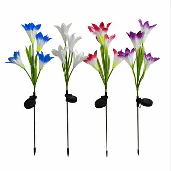 

Lightweight Solar Lily Light Rose Light 4 LED Outdoor Garden Light Artificial Flower Lawn Light