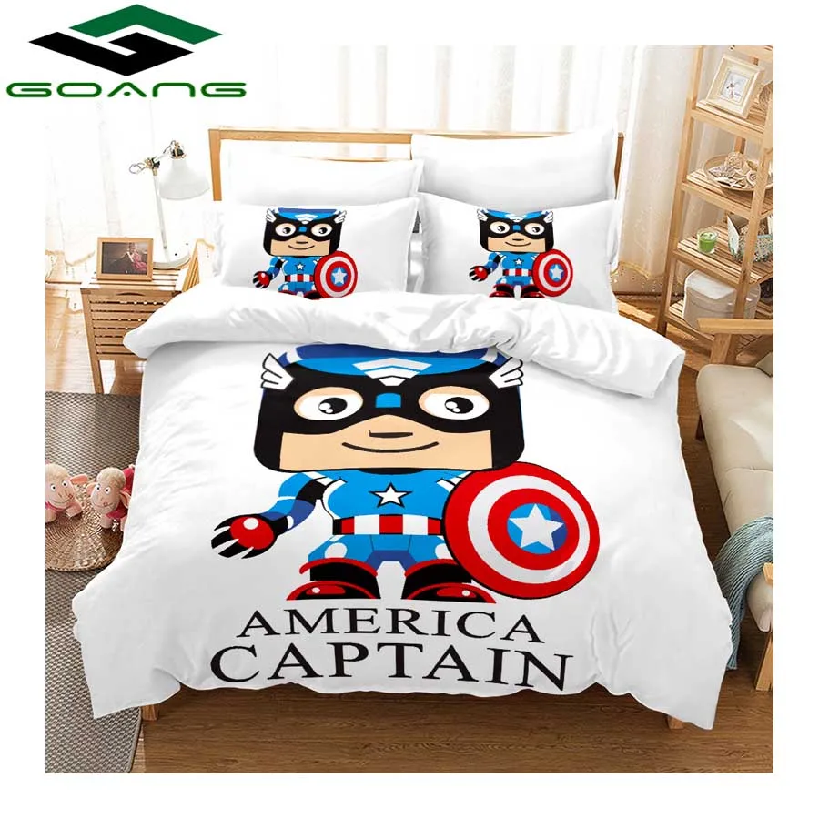 

GOANG 3d digital printing america captain bed sheet duvet cover and pillowcase 3d kids bedding set home textiles