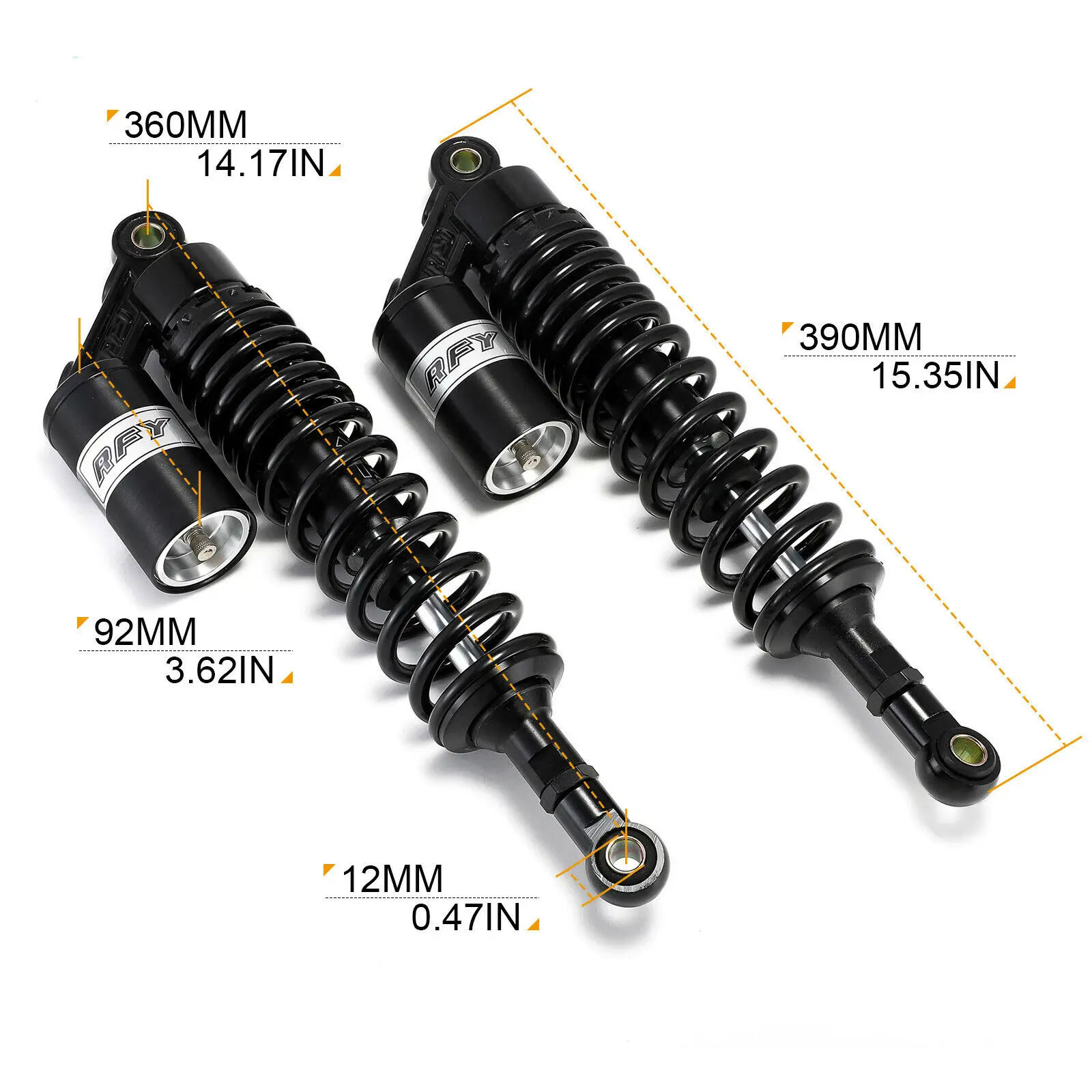 white 2 pieces Universal 360mm Spring 7mm Motorcycle Air Shock Absorber Rear Suspension ATV