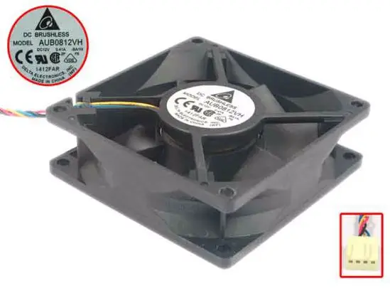 

4-проводной вентилятор охлаждения сервера Delta Electronics AUB0812VH BA1N DC 12 В 0.41A 80x80x25 мм