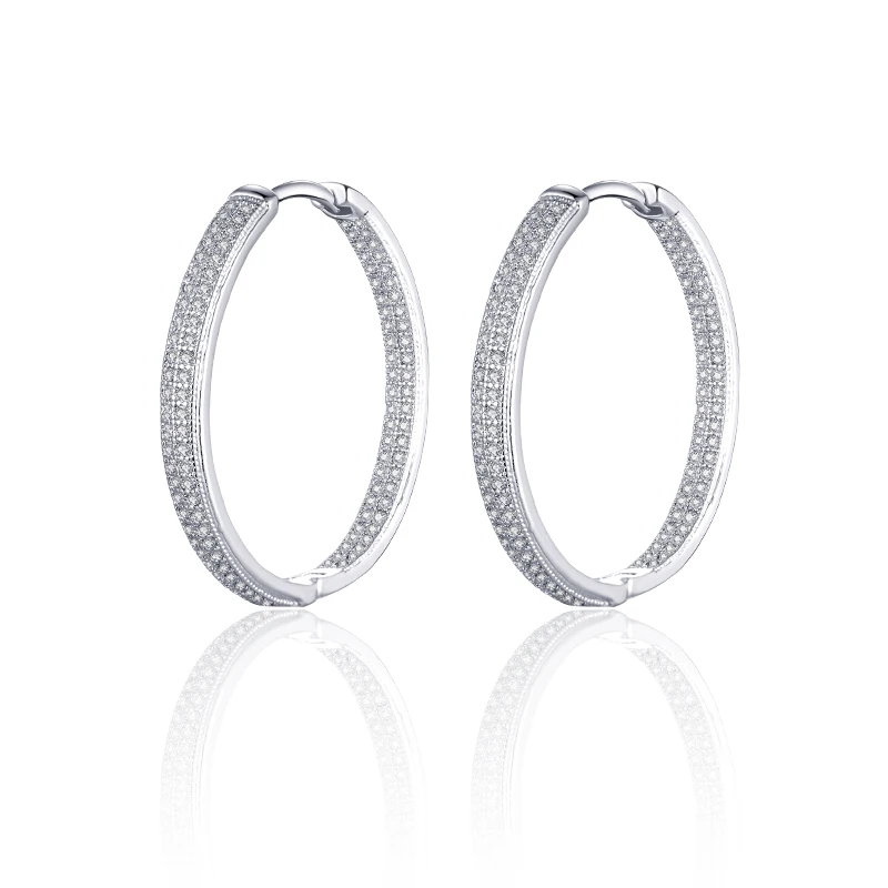 Silver MAIKALE Роскошные AAA кубические Серги-Обручи из циркония серьги, серебристые круглые серьги для женщин аксессуары вечерние Ювелирные изделия Подарки - Окраска металла: Silver