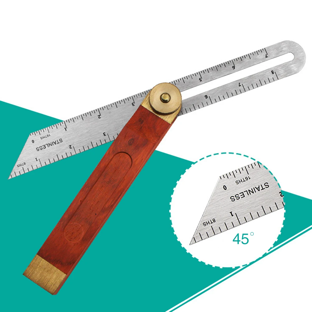 

9 Inch Stainless Steel Bladed Accessories Tools Safe Ruler T Bevel Engineer Easy Use Carpenter Sliding Hardwood Handle Durable