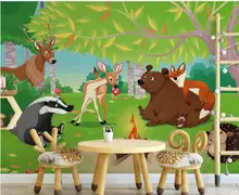 

custom Photo wallpaper mural Cartoon happy forest animal children's room home decor living room 3d wallpaper for walls in rolls
