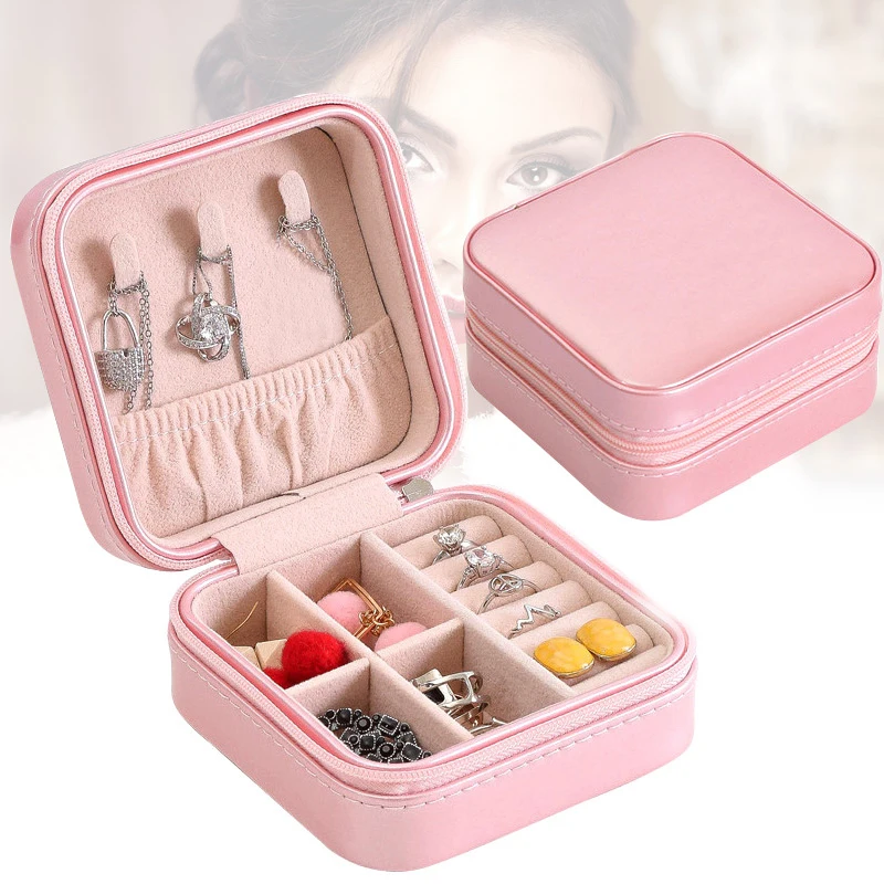 

Travel Jewelry Portable Jewelry Box Storage Organizer Zipper Portable Women Display Travel Case TS95