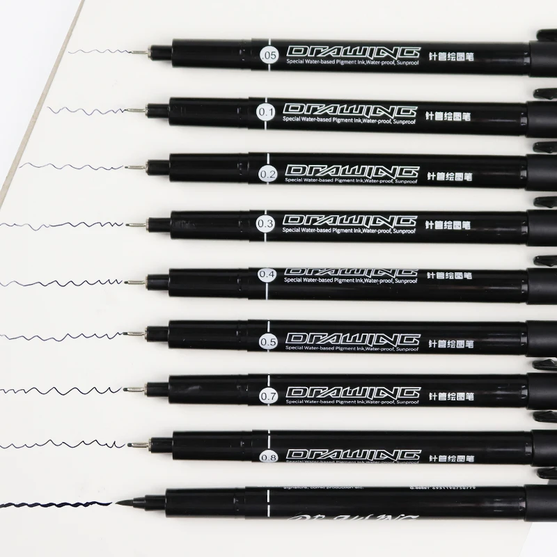 9 шт./компл. черный пигментный лайнер водостойкая ручка для рисования Pigma Micron