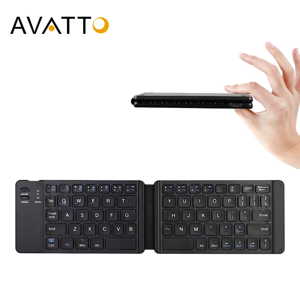 Легкая Складная Bluetooth клавиатура AVATTO светильник Беспроводная складная для
