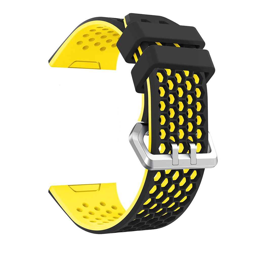 Black and yellow Yayuu совместимый для Fitbit Ionic Смарт-часы мягкий силиконовый ремешок регулируемый ремешок для часов замена спортивный дышащий ремешок - Цвет: Black and yellow