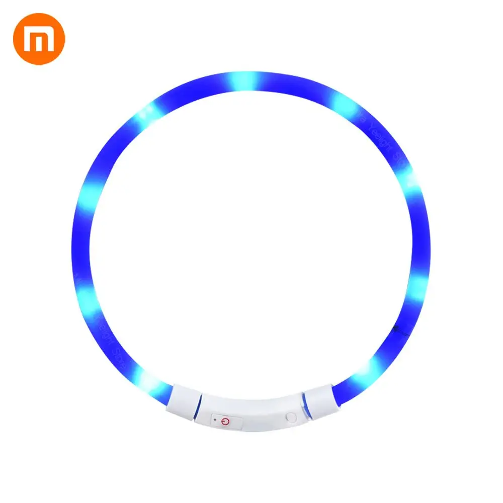 Xiaomi Mijia Pet светящийся ошейник анти-питомец потерянный светодиодный предупреждающий свет зарядка через USB собачий воротник вел ошейник для собаки Персонализированная безопасность