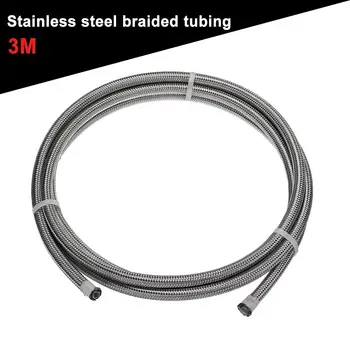 

3 Meter AN6 Stainless Steel Braided Gas Oil Fuel Coolant Hose Pipe 8mm Diameter Car interior parts