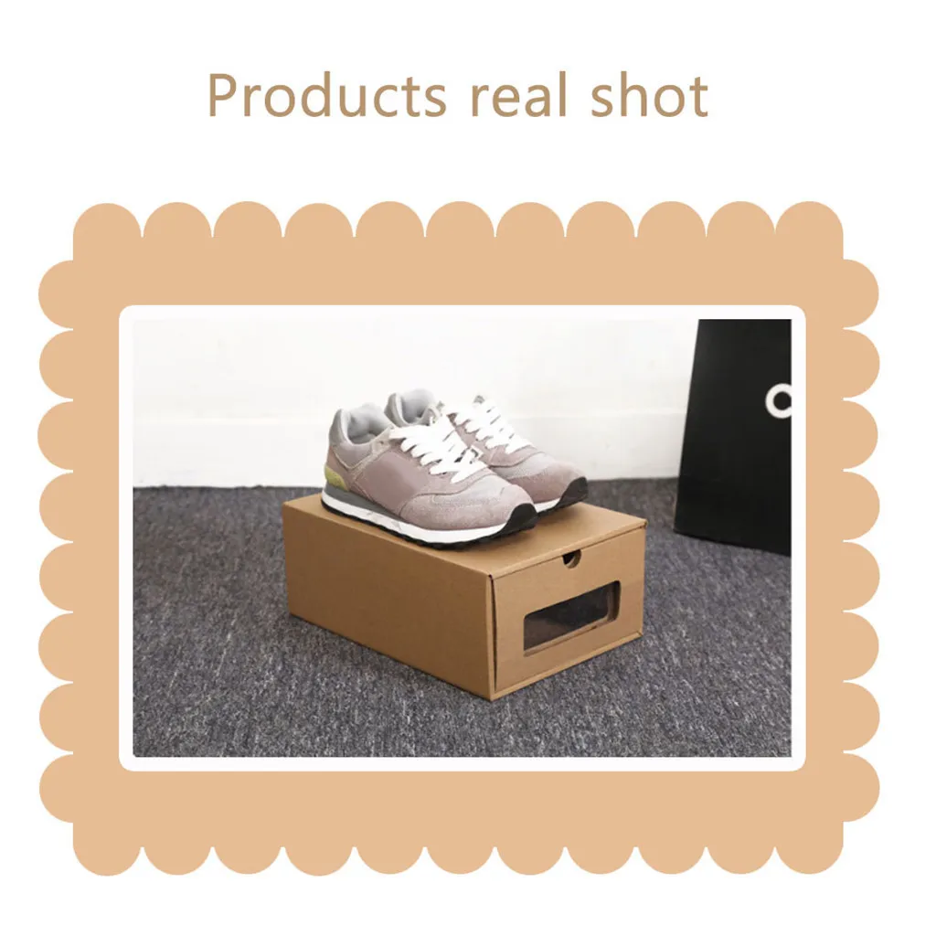 Thickened Kraft Shoes Box Rectangular Cardboard Shoes Containers Case Dustproof Transparent Drawer Shoebox Rangement Chaussure