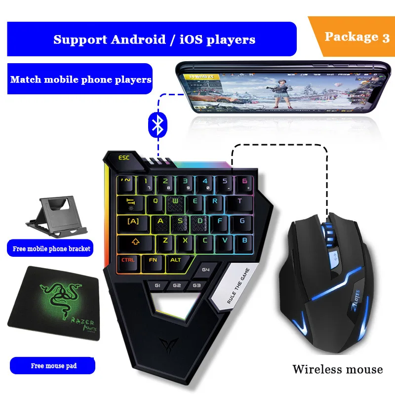 Package 3 Flydigi Scorpion новая версия красный переключатель клавиатуры pubg cod Мобильный Bluetooth для iOS/Android телефон Таблица Встроенная Мышь Клавиатура - Цвет: Package 3