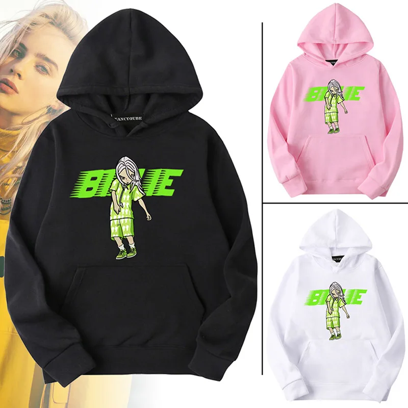 Billie Eilish, модные толстовки с капюшоном больших размеров, свитшоты, повседневные мужские и женские пуловеры с капюшоном, спортивная одежда в стиле хип-хоп Billie Eilish