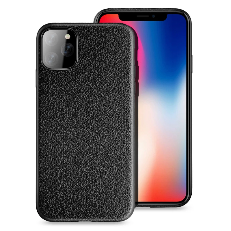 100 шт Роскошные кожаные чехлы с текстурой личи для iPhone 11 Pro Max XS XR X 8 7 6 6S Plus противоударный мягкий ТПУ чехол