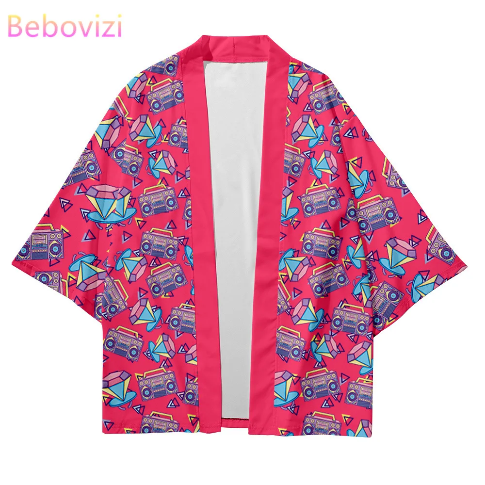 2021 Pink Blue Red Purple Fashion Beach Japanese Kimono Kimetsu No Yaiba Robe Cardigan Men Shirts Yukata Haori Women's Clothing