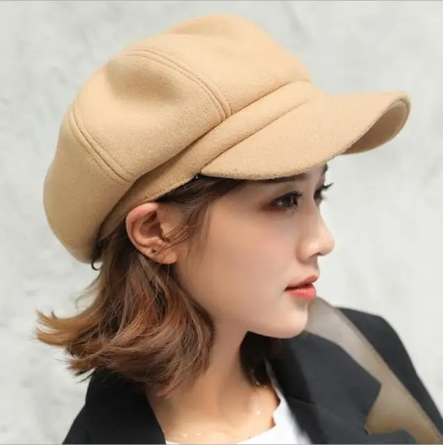 Autumn Winter Hats for Women Solid Plain Octagonal Newsboy Cap Men Ladies Casual Wool Hat Winter Beret Women Painter Caps 6