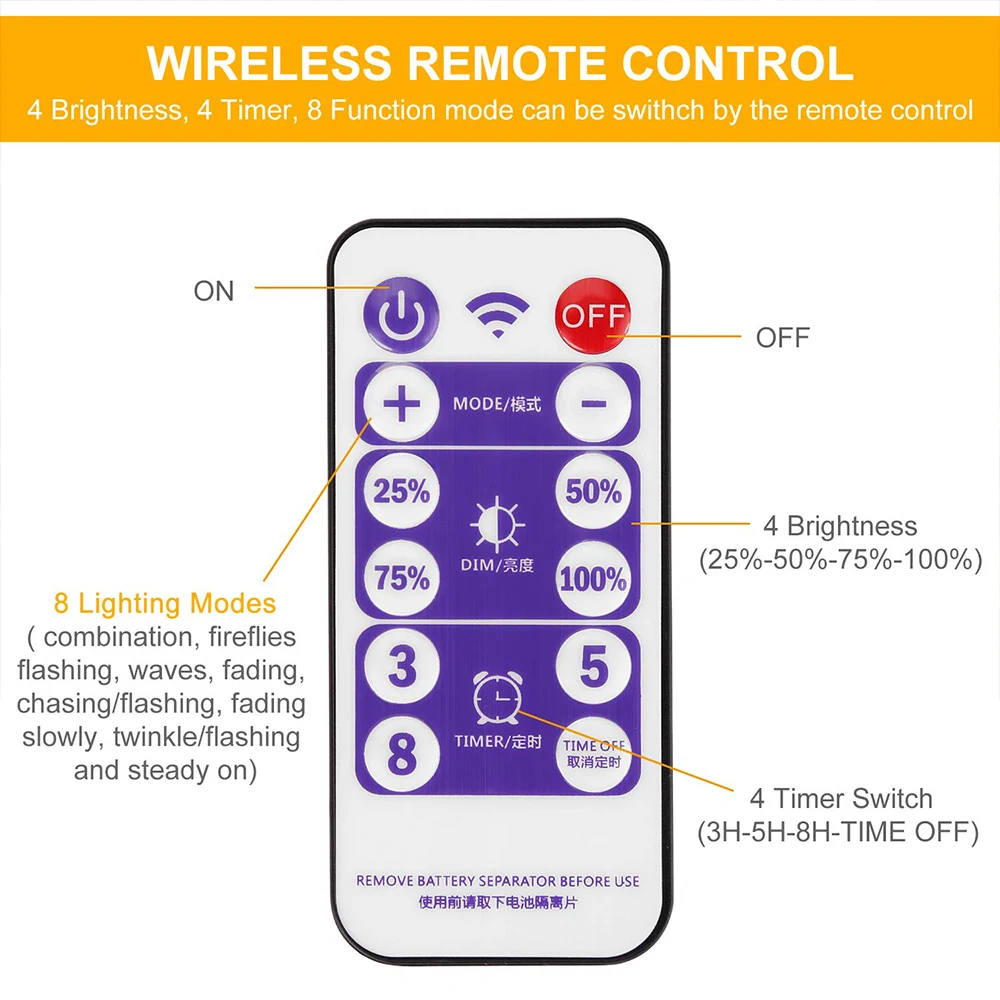 Junejour 30/60LED солнечные лампы гирлянды с дистанционным управлением для наружного садового освещения