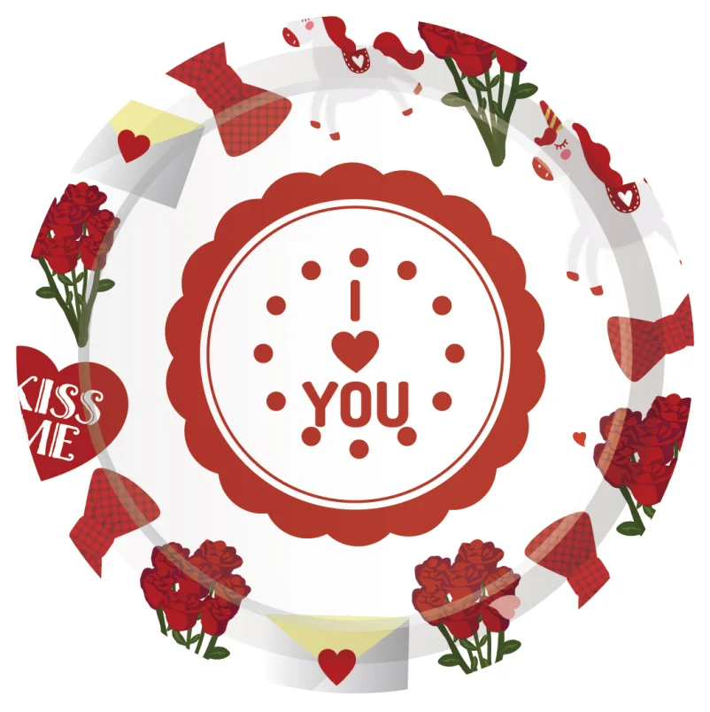 I Love U Valentine's Day Theme Party Decoration Tableware Sets Sweet Wedding Parties Supplies Baby Romantic Be Mine Party Favors