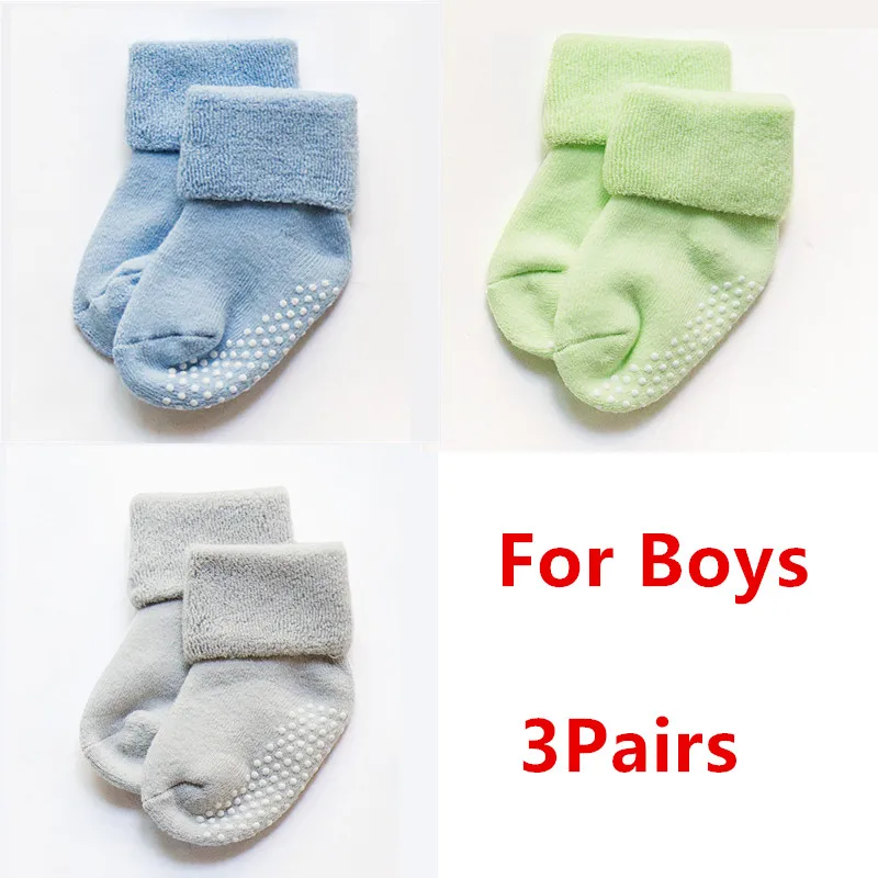 For Boys Хлопковые носки для новорожденных из 3 предметов весенне-летние носки для маленьких мальчиков и девочек носки-тапочки для малышей, нескользящие носки для новорожденных - Цвет: For Boys