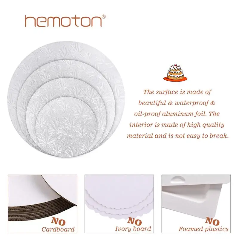 

Hemoton 4PCS Cake Boards Delicate Embossed Practical Round Cake Tray Cake Circles Serving Base for Transforming Decorating