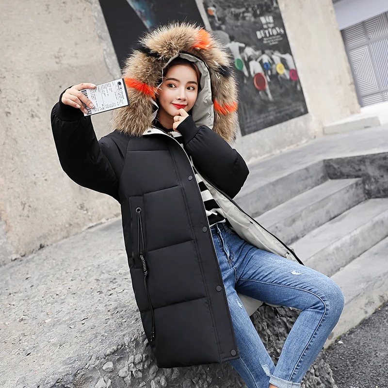 

Off Season Mid-length Cotton-padded Clothes Women's New Style Korean-style Large Fur Collar Loose-Fit BF Students Thick down Jac