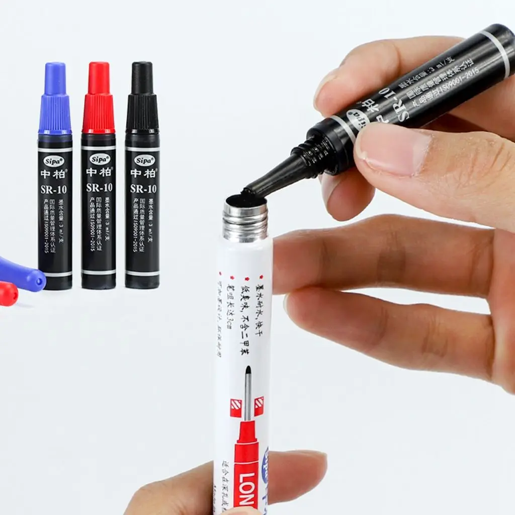 1Pcs Printing Ink 30mm Deep Drill Hole Long Nib Water Resistant Marker Pens Wood Metal Marker For Bathroom