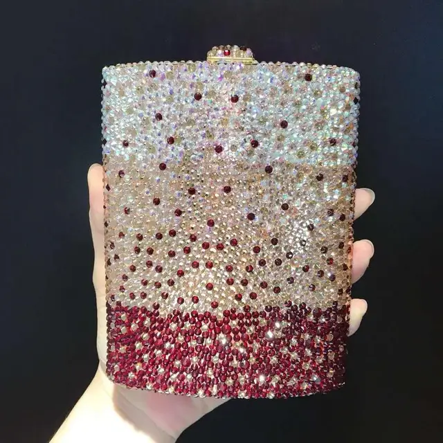 Lady AB Gold Color Diamond Minaudiere Stones Clutch Crystal Evening Handbag Women Party Prom Bag Bridal Clutches Wedding Purse 3