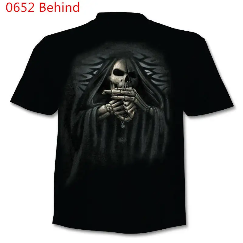 Men's 3D Skull T-Shirt Short Sleeve Terror Shirt Summer New T-Shirt 3D Funny Punk Style Men's Camisetta