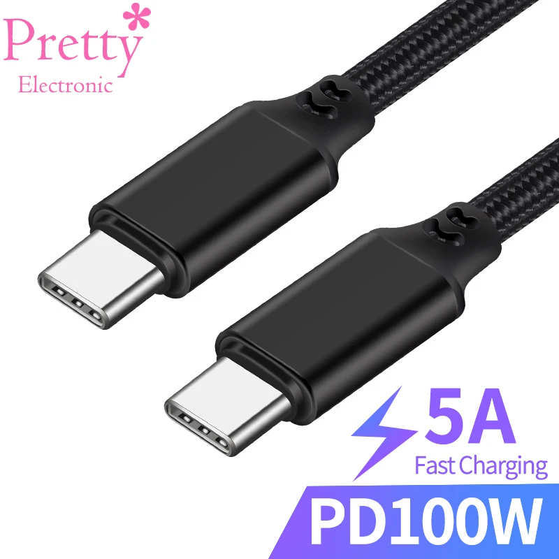 USB C кабель для передачи данных PD 100 Вт 5A быстрое зарядное устройство двойной тип