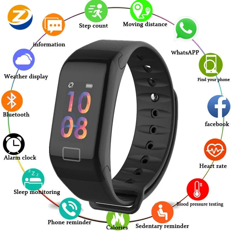 

Sport Smart band F1 Waterproof Blood Pressure Health Fitness Tracker Heart Sports Smart Bracelet Rate Monitor Smart Wristband