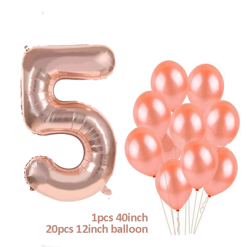 balloons set 5 MEIDDING/вечерние одноразовые столовые приборы цвета розового золота; соломинки для чашек шампанского; декор для вечеринки в честь первого дня рождения; вечерние принадлежности для малышей - Цвет: balloons set 5