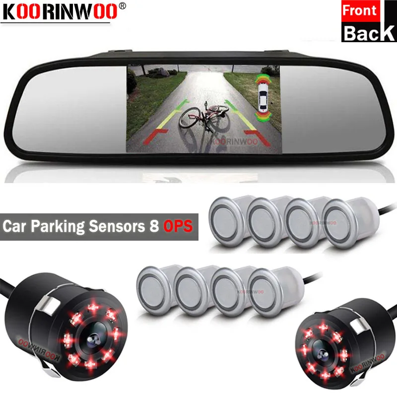 Koorinwoo AHD Intelligent Parktronic 4 Front Car Parking Sensor 8 Radars Reverse Buzzer Monitor Mirror Rear view Parking camera Koorinwoo AHD Intelligent Parktronic 4 Front Car Parking Sensor 8 Radars Reverse Buzzer Monitor Mirror Rear view Parking camera