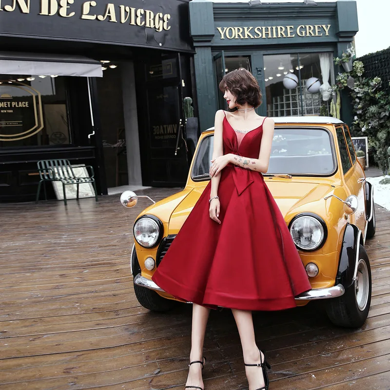 

Vestido De Noiva Festa Gengli Female Toast Dress Autumn And Winter Wedding Sexy Deep V Party Noble Aristocratic Temperament