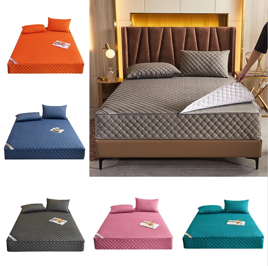 Solid Color Zipper Quilted Mattress Cover King Queen Twin Size Removable  Six-sides All-inclusive Anti-mite Bed Protector Cover - Mattress Cover &  Grippers - AliExpress