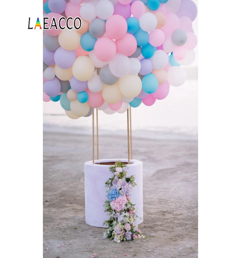 Laeacco розовые воздушные шары День рождения хлопок ребенок новорожденный портрет фото фон фотографические фоны фотосессия Фотостудия
