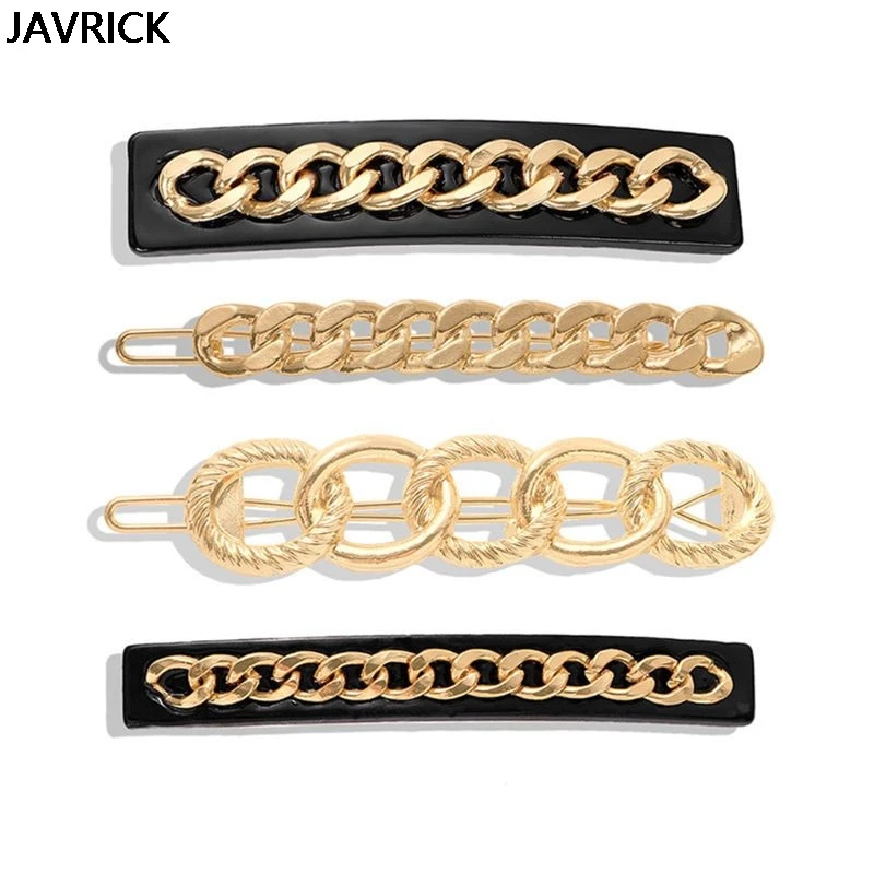 

4 Pcs/set Retro Temperament New Creative Twisted Chain Hairpin Word Clips Fashion Wild Women Hair Clip Set