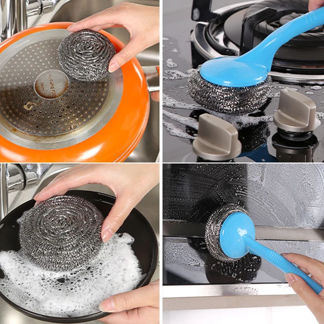 Stainless Steel Scrubber Metal Sponge Sink Scourer Useful Things Kitchen  Accessories For Home Pan Pot Cleaning Tools Gadgets - AliExpress