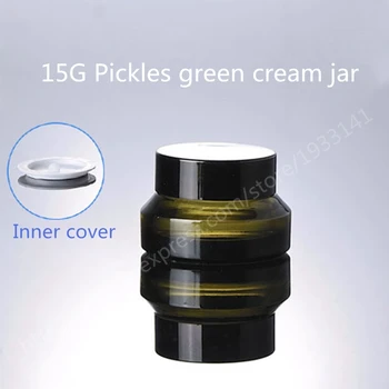 

10 x 15G Eye Cream Bottle Pickles Green Oblique Glass Packaging Bottles Cream Jar packaging travel cosmetics bottles
