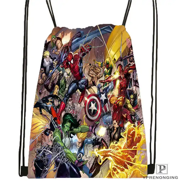 Drawstring Backpack Пользовательские Marvell Comics походная сумка на шнурке милый рюкзак для детей(черная спинка) 31x40 см#2018612-01-8 - Цвет: Drawstring Backpack