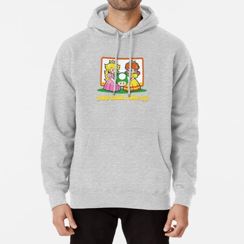 grey-hoodie Mario Bros. Две девушки, одна футболка Марио Персик Дейзи братья пародия Смешные две девушки одна - Цвет: grey-hoodie