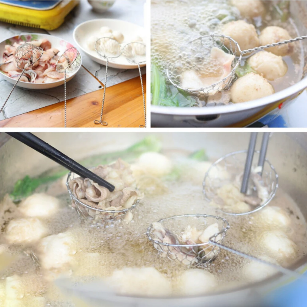 Kitchen Stainless Steel Oil Filter Hot Pot Fondue Sieve Colander Spoon Cookware Kitchen Stainless Steel Oil Filter Hot Pot Fondue Sieve Colander Spoon Cookware
