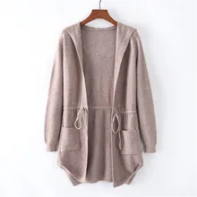 Artguy Женский Повседневный стиль осень зима длинный рукав свободный кардиган с капюшоном вязаное пальто, свитер Трикотаж Топы